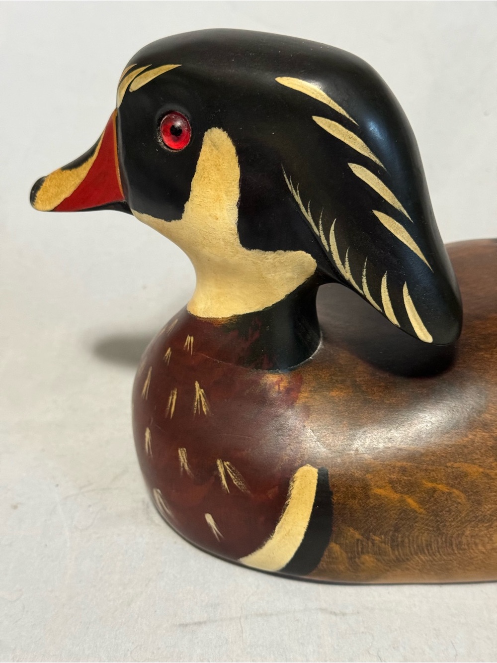 A Wooden Bird Factory Duck Decoy Drake P. Korman Hand Carved In USA VTG 1983